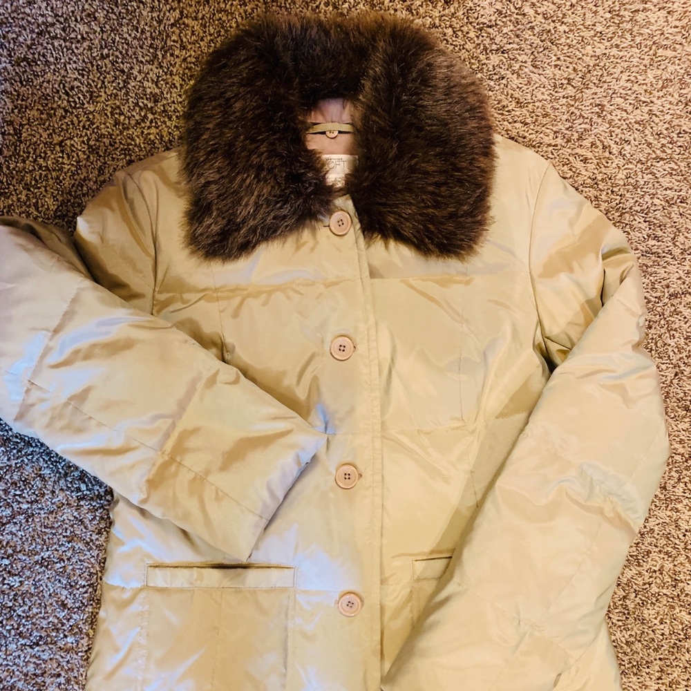 Ann Taylor Loft Down with fur collar